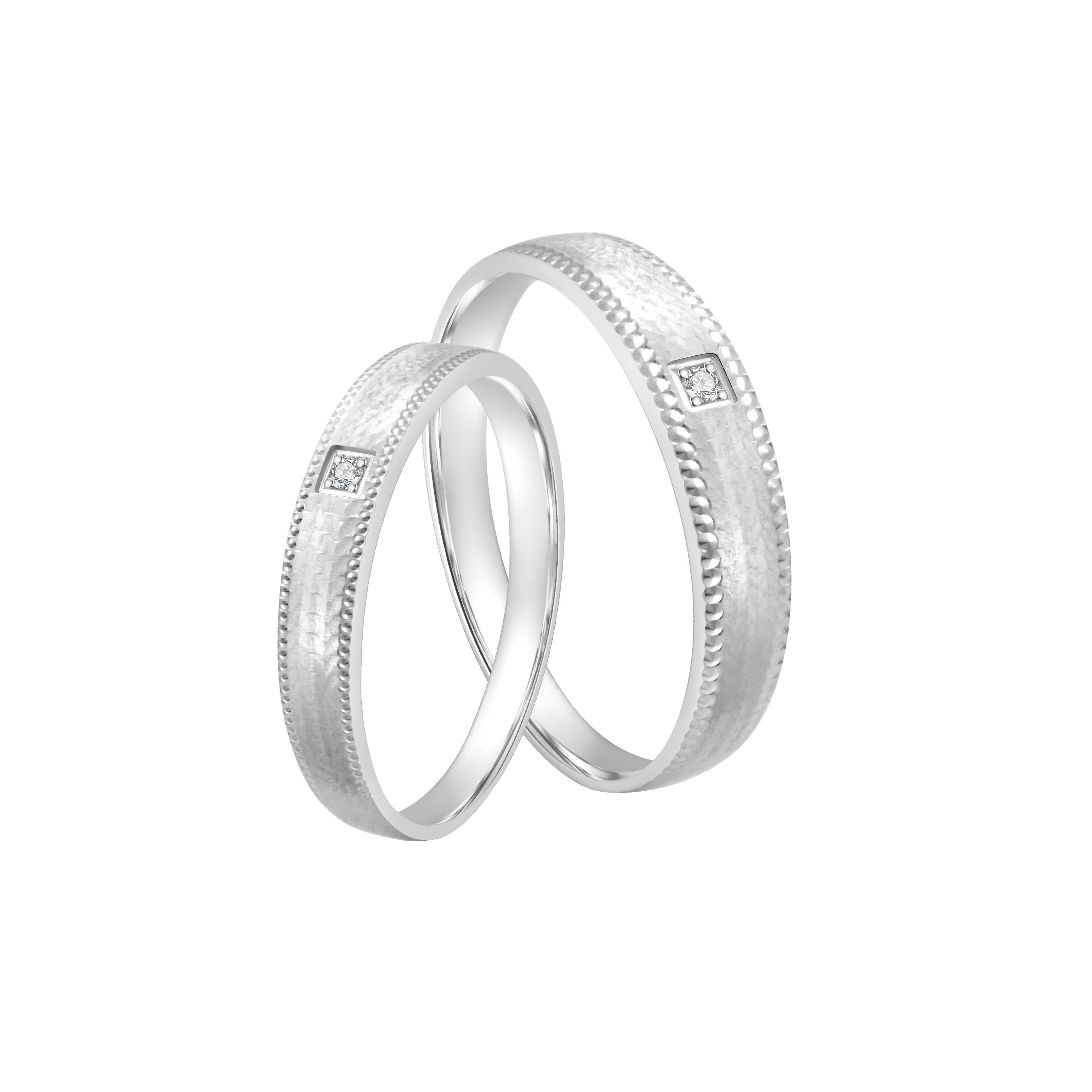 永伴随结婚对戒系列 18K白色黄金钻石对装戒指