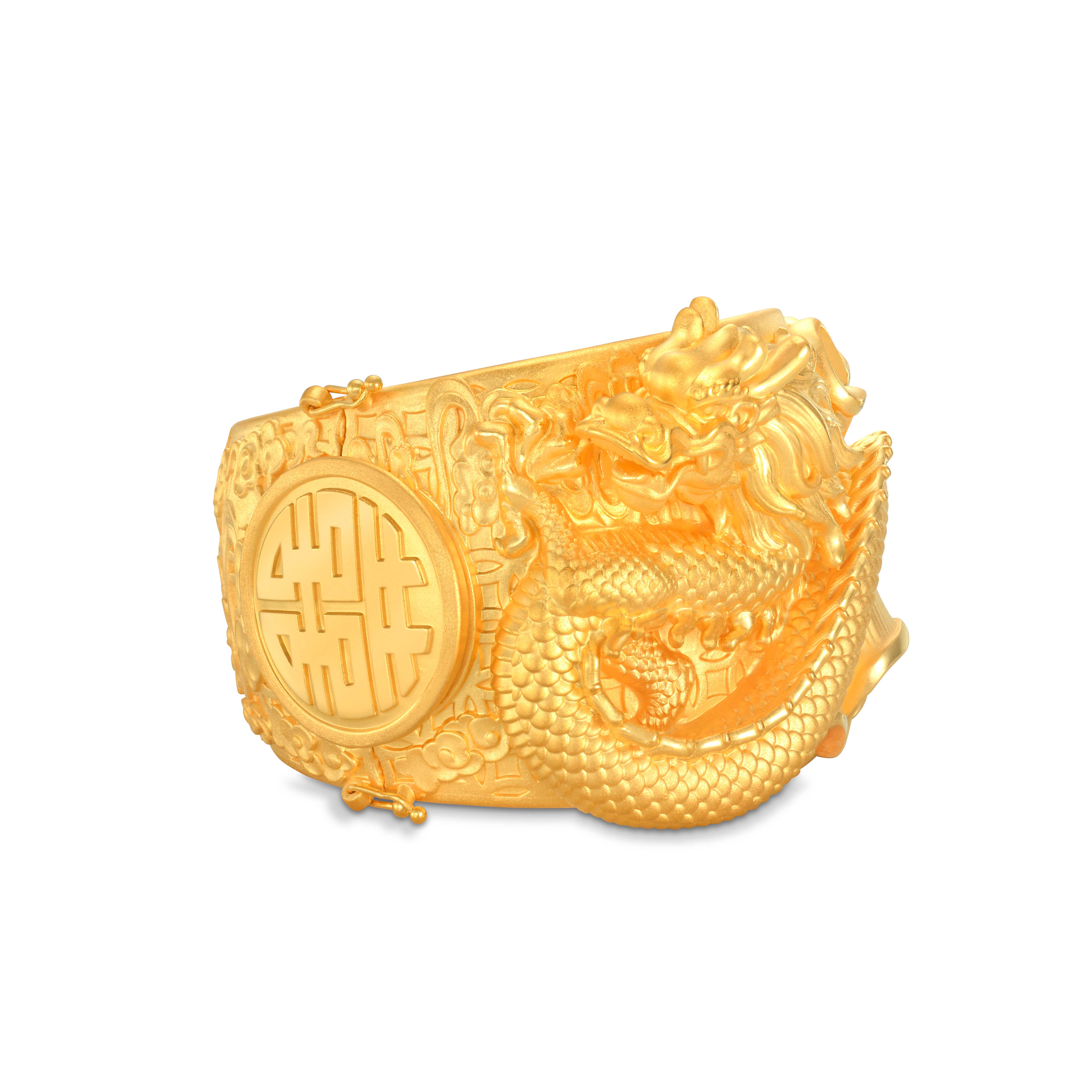 电铸足金龙手鈪
