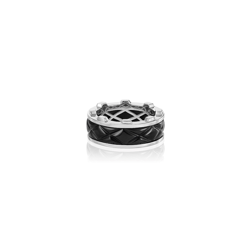 18K White Gold Black Chalcedony Ring