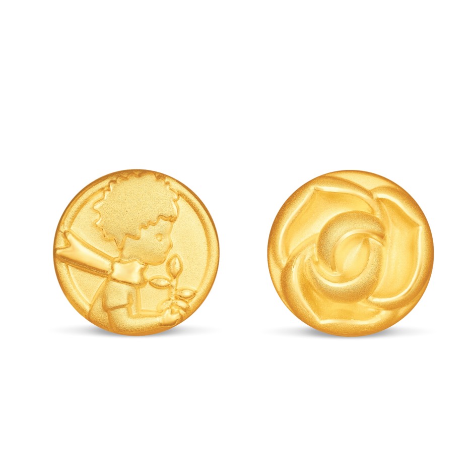 《小王子》与玫瑰花图案足金串饰